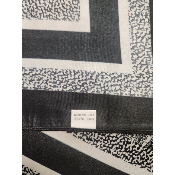 Black & White Affrican Animal Print Scarf 35x35 inch Satin Finish Square Design - Picture 7 of 13
